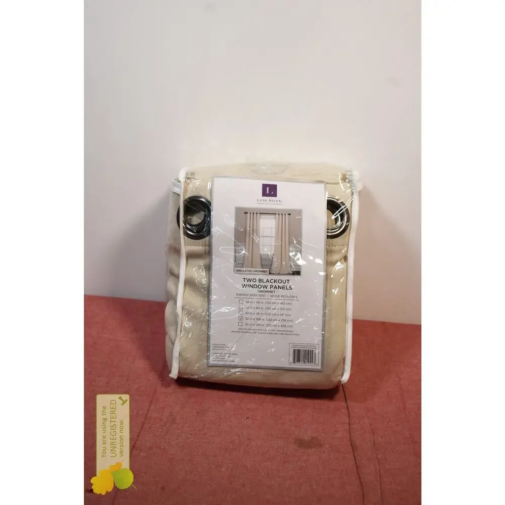 Lush Décor Set of 2 Insulated Grommet Top Blackout 52x108 Curtain Panel Neutral#